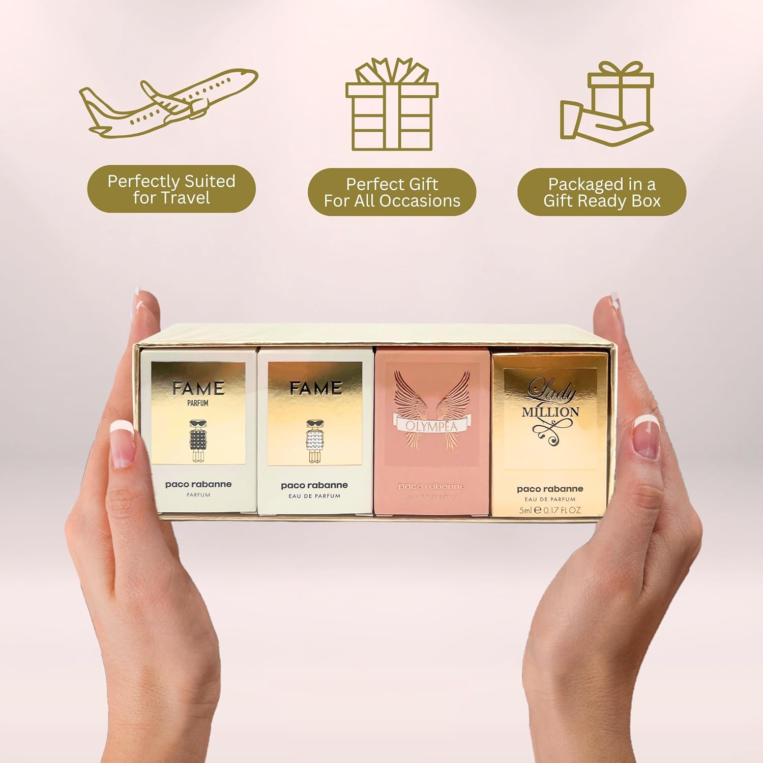 Paco Rabanne Set de miniaturas de Paco Rabanne: Lady Million Edp 5ml, Olympea Edp 6ml, Fame Edp 4ml, Fame Parfum 4ml - Imagen 2