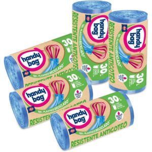 Albal Handy Bag Bolsas de Basura Resistente Antigoteo, 100% Reciclado, 30L, 72 Bolsas, 6 Paquetes x 12 und