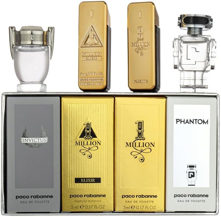 Paco Rabanne Set de miniaturas de Paco Rabanne: One Million Edt 5ml, One Million Elixir Intense Edp 5ml, Invictus Edt 5ml, Phantom Edt 5ml - Imagen 2
