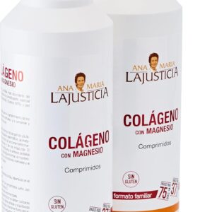 Ana Maria la Justicia Pack de dos Colágeno con magnesio, 900 comprimidos articulaciones fuertes y piel tersa. Regenerador de tejidos con colágeno hidrolizado tipos 1 y 2. (75 dias una persona)